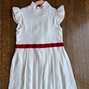 Janie and Jack White Dress with Red Ribbon